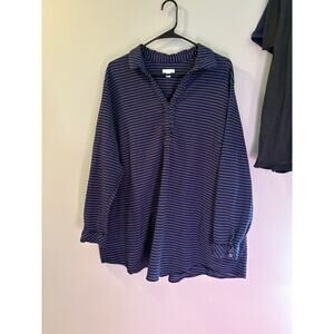 Women’s Plus Size J. Jill blue gingham plaid cotton popover tunic top size 4XL